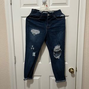 Forever 21 Ripped Mom Jeans Dark Wash